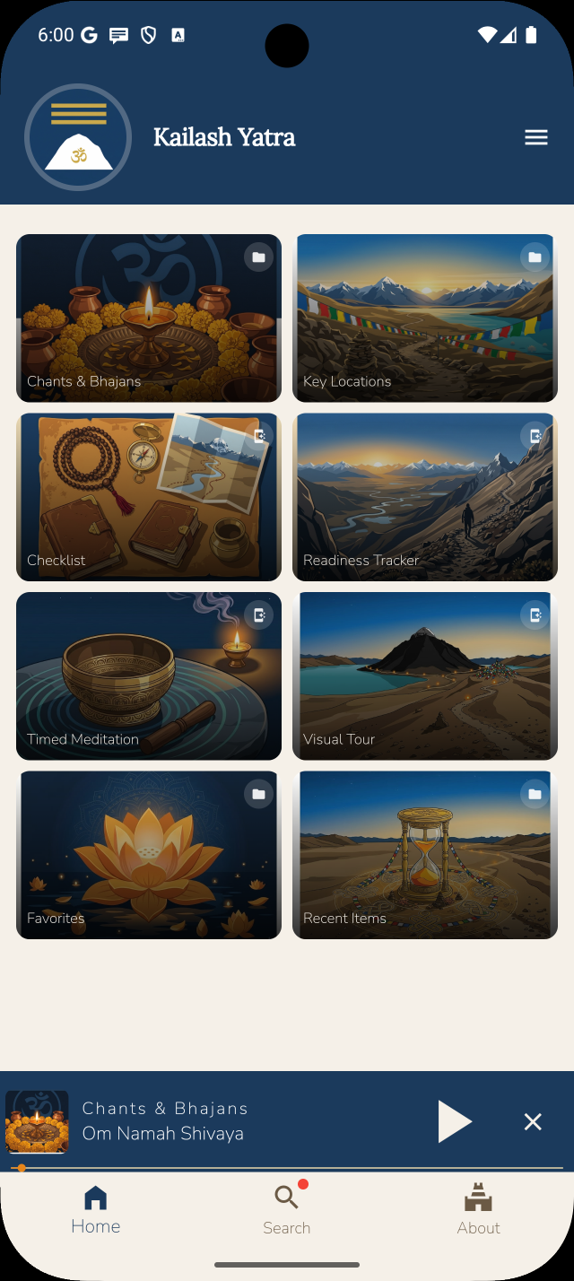 Kailash Yatra app home